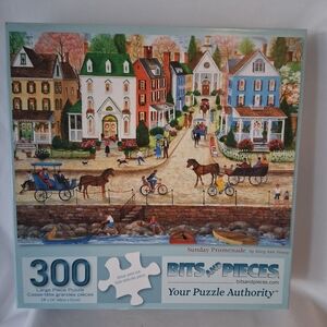 Bits and Pieces "Sunday Promenade" 300 Pc Puzzle Nostalgic Americana Complete